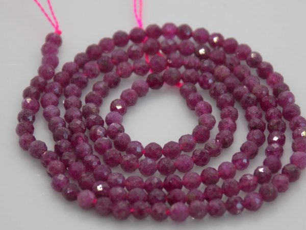 Rubis rose facettes, dimension perles 2*3 mm