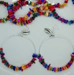 Boucles d'oreilles en perles de coquillage multicolore